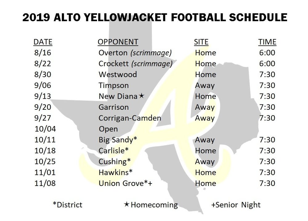 2019 Football Schedule - Alto Yellowjackets.jpg